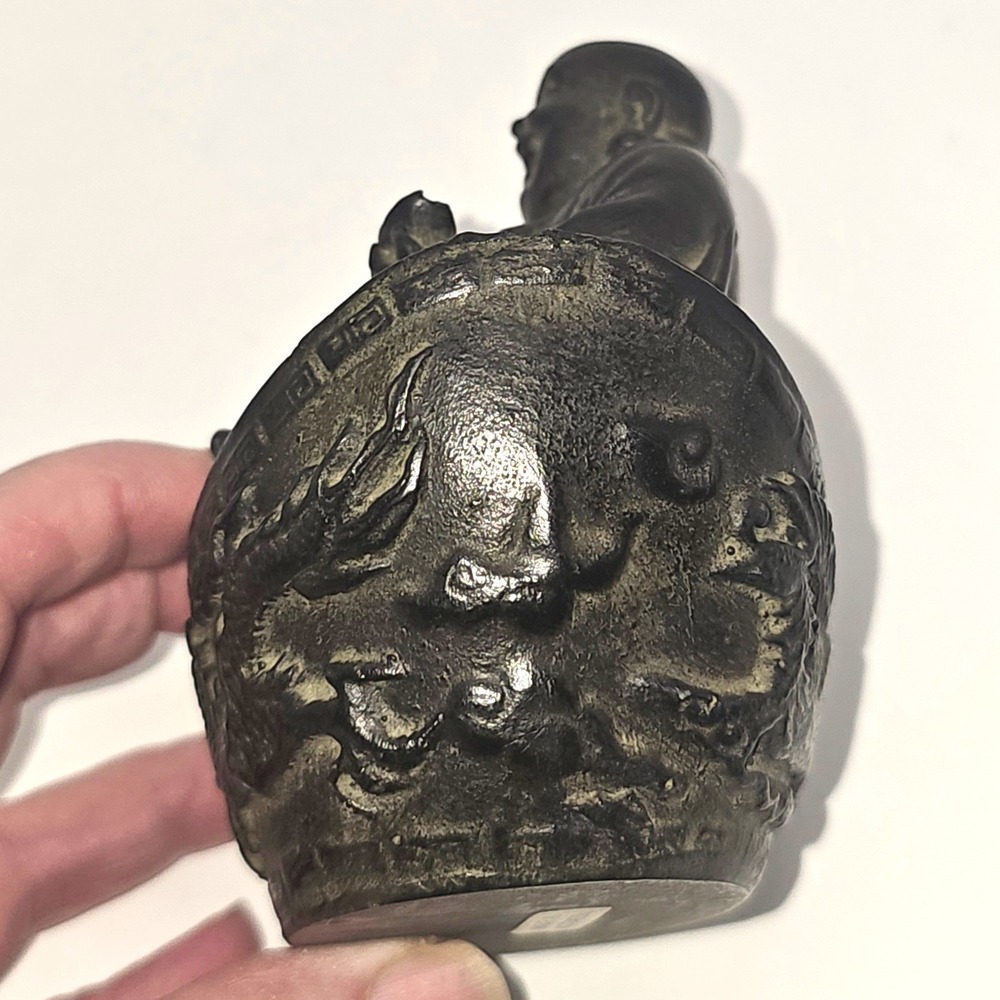 Vintage Laughing Buddha Hotei in Dragon Wealth Boat Figurine Indonesia 4 inch - Picture 6 of 8